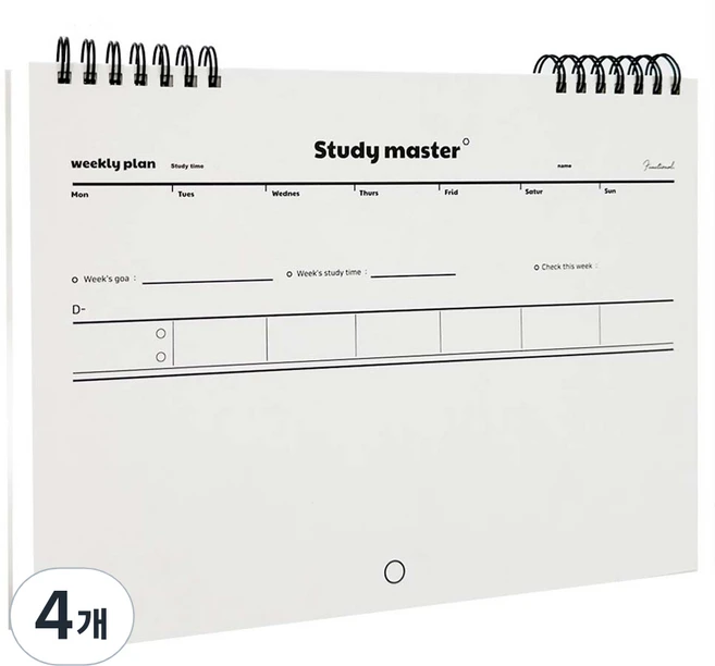 뮤니드 It spring 와이드 위클리 스터디 플래너, 화이트, 4개 - 쿠팡