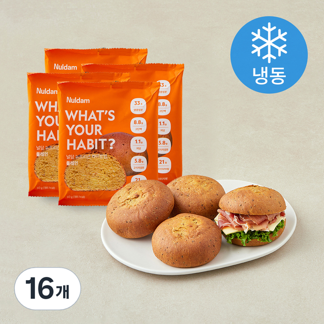 널담 뉴트리션 라이트번 플레인 (냉동), 60g, 16개, 1개입