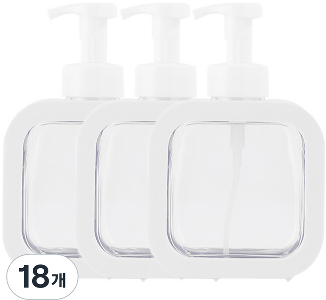 아리코 핸드워시 거품용기 디스펜서 500ml, 화이트, 18개