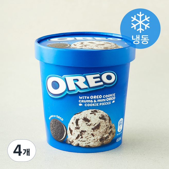 오레오 파인트 아이스크림 (냉동), 4개, 1개입, 460ml