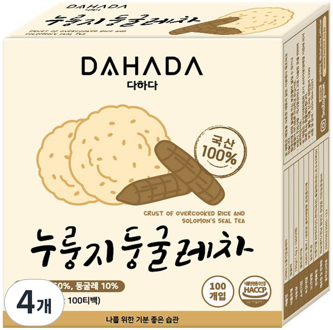 다하다 누룽지둥굴레차, 1.5g, 100개입, 4개
