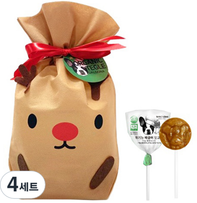 떼르드글라스 유기농 인증 떼글이 달고나 크리스마스 쁘띠루돌프 세트, 4세트, 180g