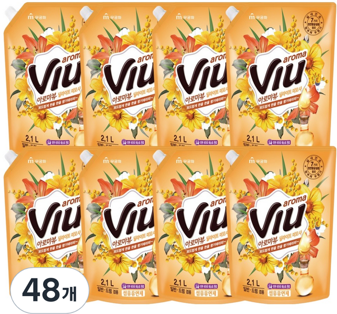 아로마뷰 섬유유연제 딜라이트 미모사 리필, 2.1L, 48개