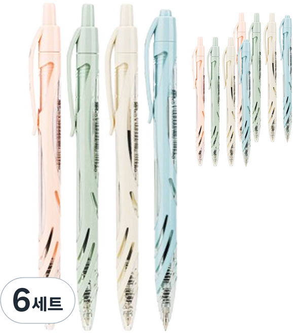 델리 그립바디 볼펜 4종 x 3p 세트 0.7mm EQ70, 아이보리, 핑크, 그린, 블루, 6세트