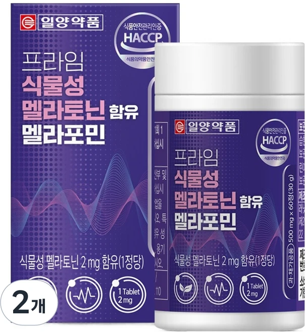 일양약품 프라임 식물성 멜라토닌 함유 멜라포민 30g, 60정, 2개 - 쿠팡