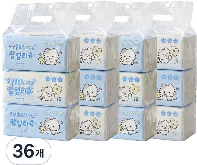 모닝글로리 팝업 티슈 3겹, 36개, 110개입