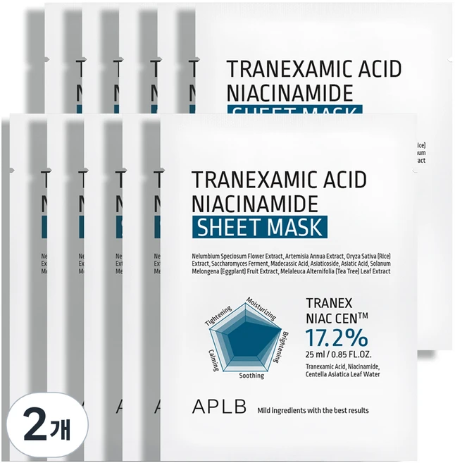 APLB 트라넥삼산 나이아신아마이드 시트 마스크, 2개, 10개입 - 쿠팡