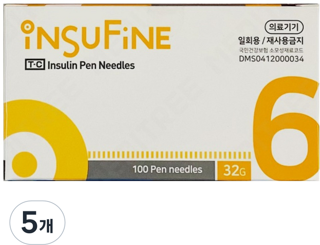 인슈파인 인슐린 펜니들 6mm, 100개입, 5개