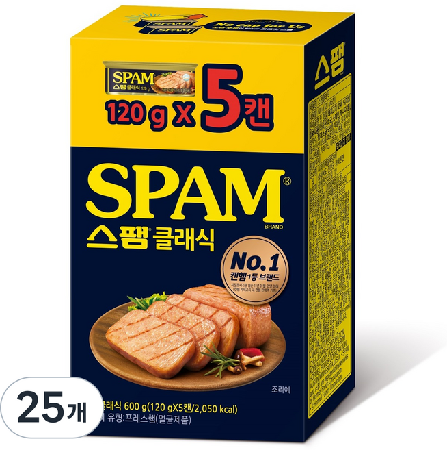 스팸 클래식 노캡, 120g, 25개
