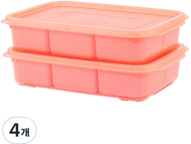 이지앤프리 유아식 6분할 큐브용기 1700ml 핑크, 4개, 단품