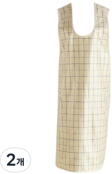 데코토닉 코지 윈도우 체크 방수 앞치마, 베이지, 2개