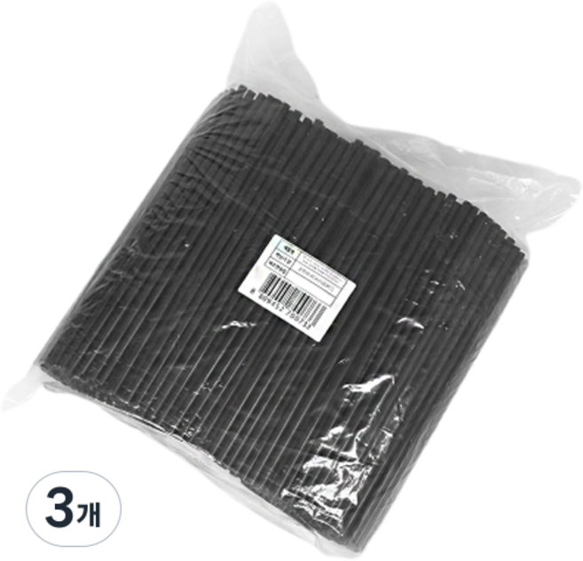 보니팩 자바라 검정 스트로우 7 x 250 mm 벌크포장, 500개입, 3개