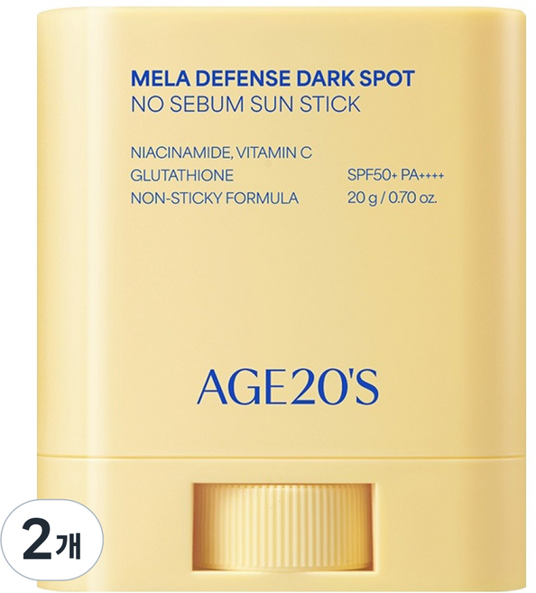 에이지투웨니스 멜라 디펜스 기미 노세범 선스틱 SPF50+ PA++++, 20g, 2개