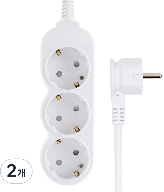 에코파워탭 10A 일반 납작멀티탭 3구, 화이트, 2개, 2.5m
