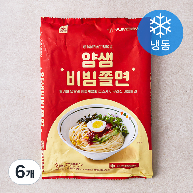 얌샘 비빔쫄면 2인분 (냉동), 490g, 6개