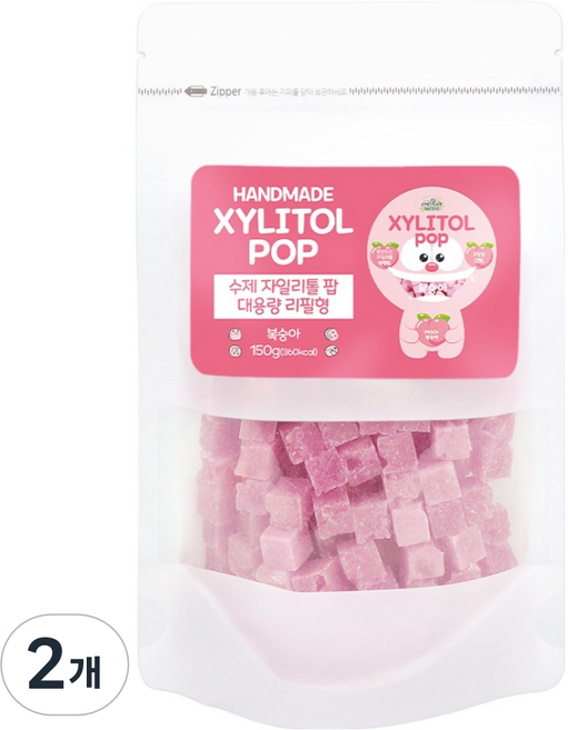 자일리톨팝 파우치 복숭아, 150g, 2개