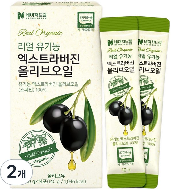 네이처드림 리얼 유기농 엑스트라버진 올리브오일 14p, 140g, 2개