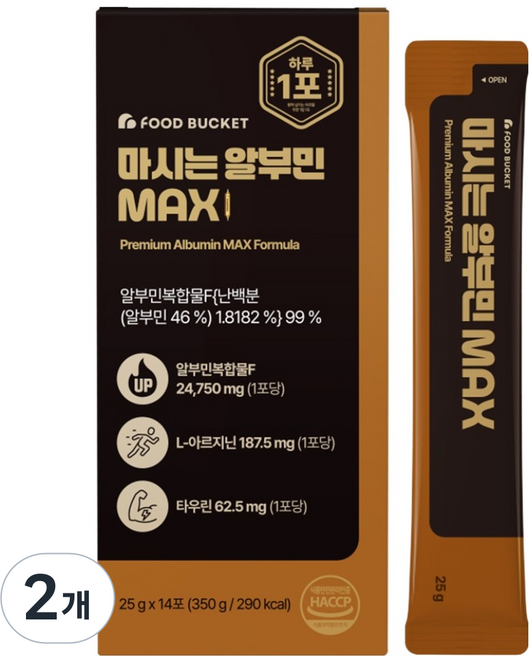 푸드버킷 마시는 알부민 MAX 14p, 350g, 2개