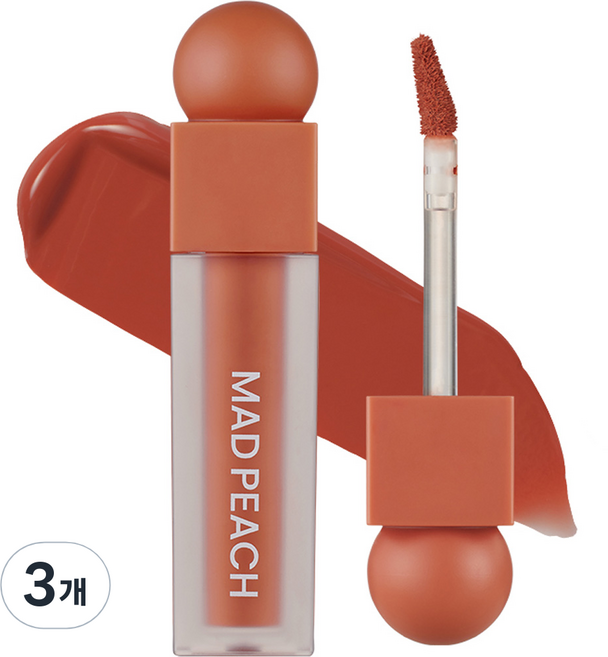 매드피치 스무드핏 컬러 립 틴트, 02 퍼지코랄, 3.8ml, 3개