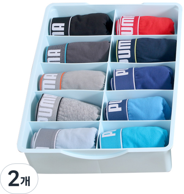리빙해피 키친아트 속옷 정리함 1slot, 블루, 2개