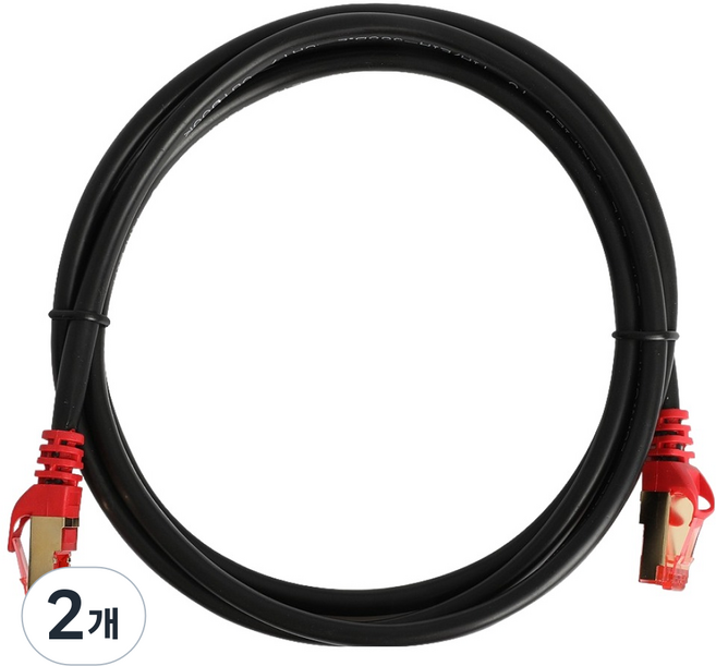 넥시 S-FTP CAT.7 패치코드 랜케이블 NX1034, 블랙, 2개, 3m