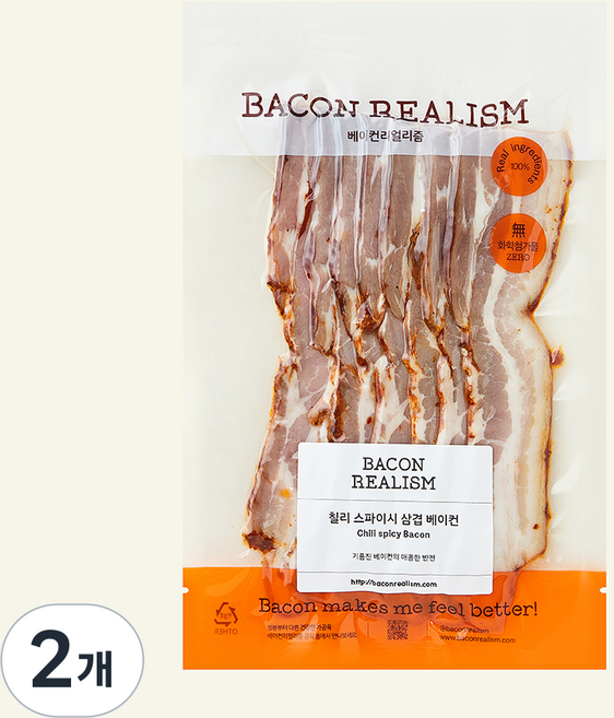 베이컨리얼리즘 칠리 스파이시 삼겹 베이컨, 200g, 2개