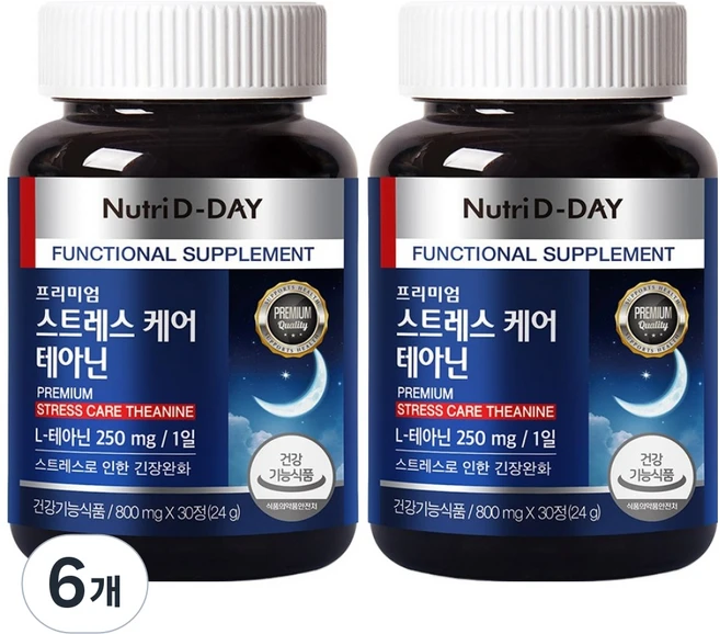 뉴트리디데이 스트레스 케어 테아닌 30정, 24g, 6개 - 쿠팡