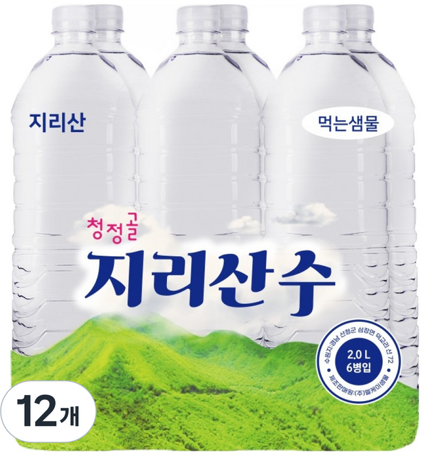 청정골지리산수 무라벨, 12개, 2L