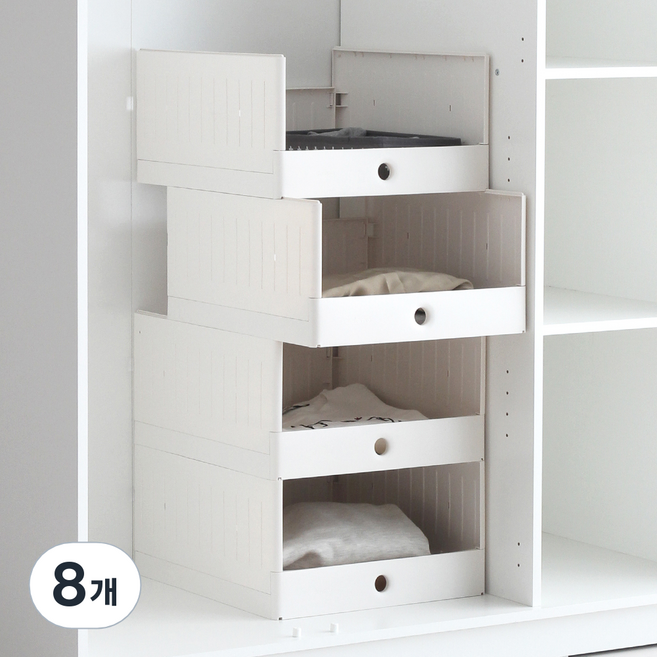 올리빙 국내 제조 멀티 모듈 슬라이딩 리빙박스, 화이트, 8개