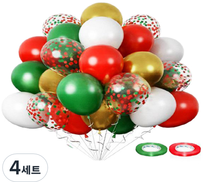 만들하비 컨페티 풍선 30p 세트, 그린레드(랜덤발송), 4세트