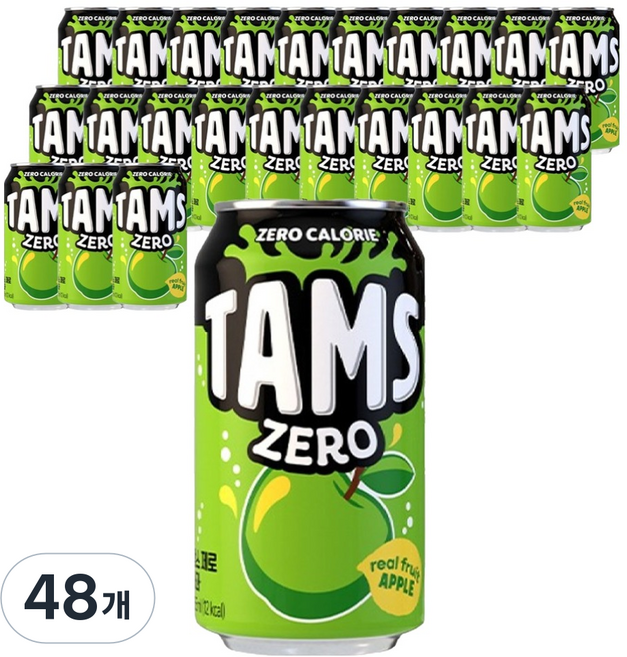 탐스제로 탄산음료 사과, 355ml, 48개