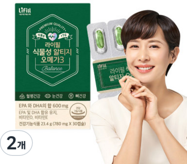 라이필 식물성 알티지 오메가3 23.4g, 30정, 2개