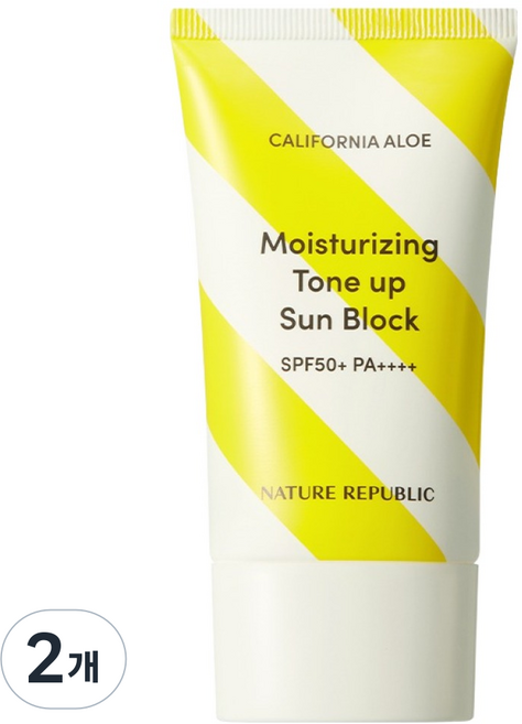 네이처리퍼블릭 캘리포니아 알로에 수분 톤업 선블럭 SPF50+ PA++++, 57ml, 2개