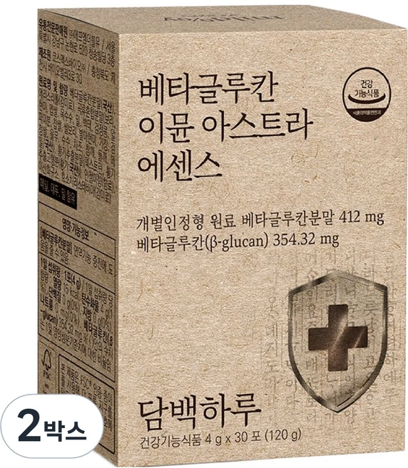 담백하루 베타글루칸 이뮨 아스트라 에센스 30p, 120g, 2박스 - 쿠팡