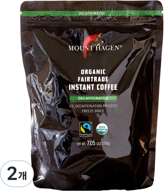 마운트하겐 유기농 디카페인 원두커피믹스 리필백, 200g, 2개, 1개입