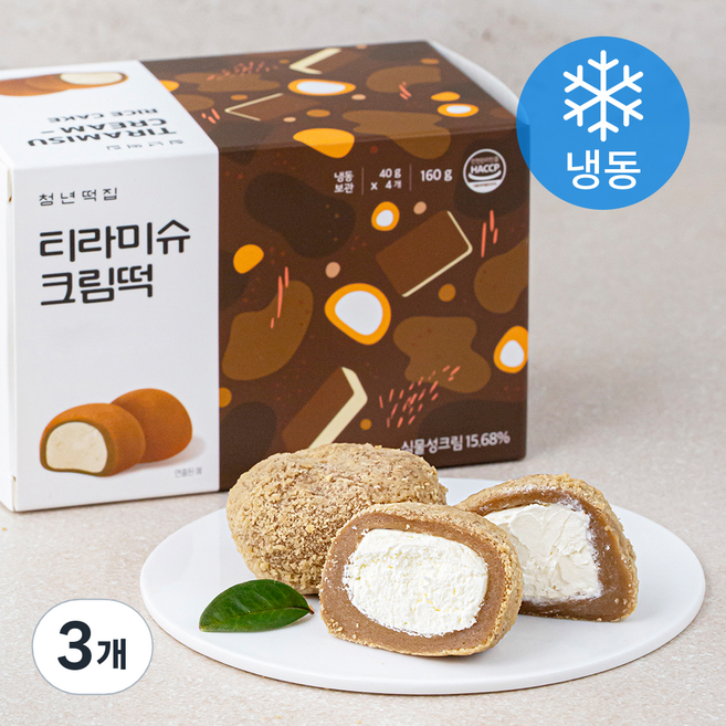 청년떡집 시그니처 티라미슈크림떡 (냉동), 40g, 4개입, 3개