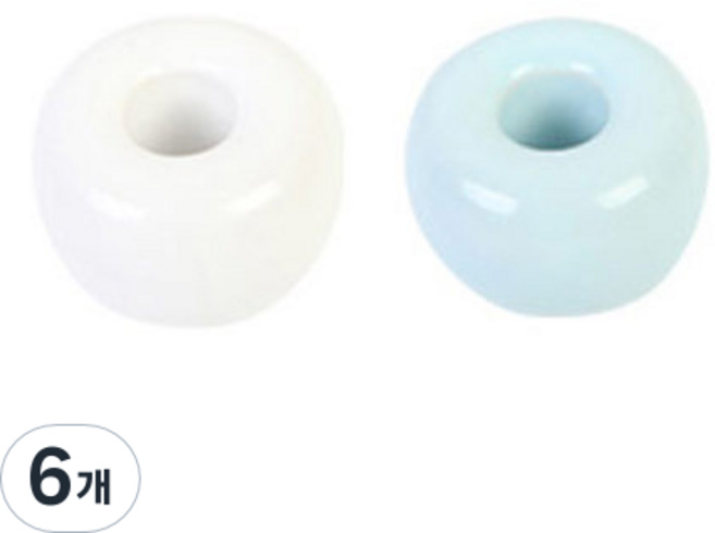 리빙듀오 스텐드 세라믹 칫솔꽂이, 화이트+블루, 6개
