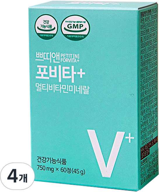 쁘띠앤 포비타 플러스 멀티비타민 미네랄, 4개, 60정 - 쿠팡