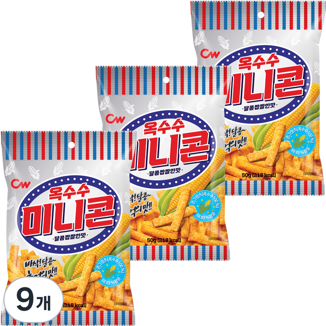 청우식품 옥수수 미니콘, 9개, 50g