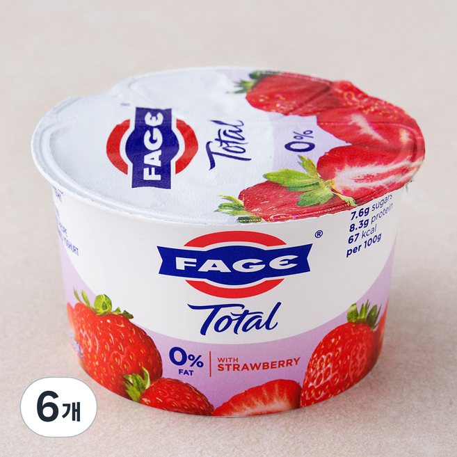 파예 그릭 요거트 무지방 딸기, 150g, 1개입, 6개