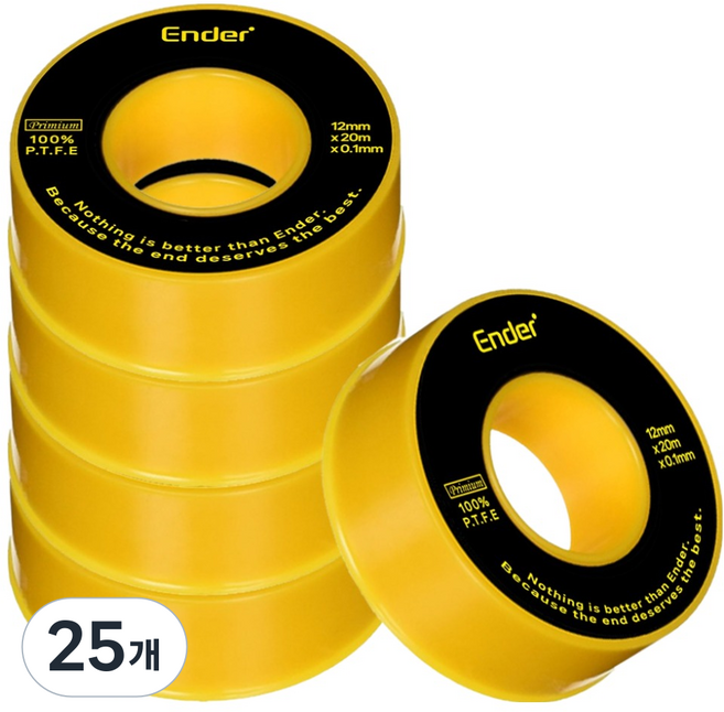 엔더 하드락 고강도 누수 방지 테프론 테이프 12mm x 20m, 25개