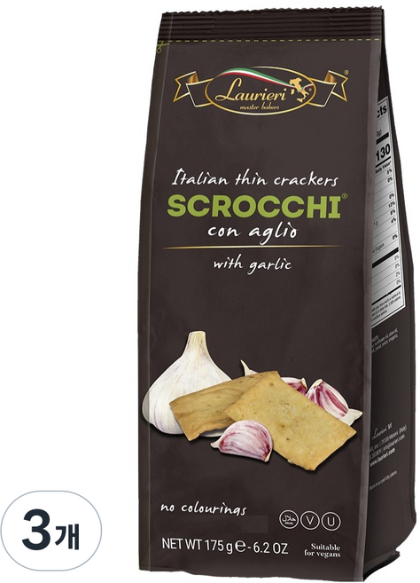 라우리에리마스터베이커스 스크로키 갈릭 크래커, 175g, 3개