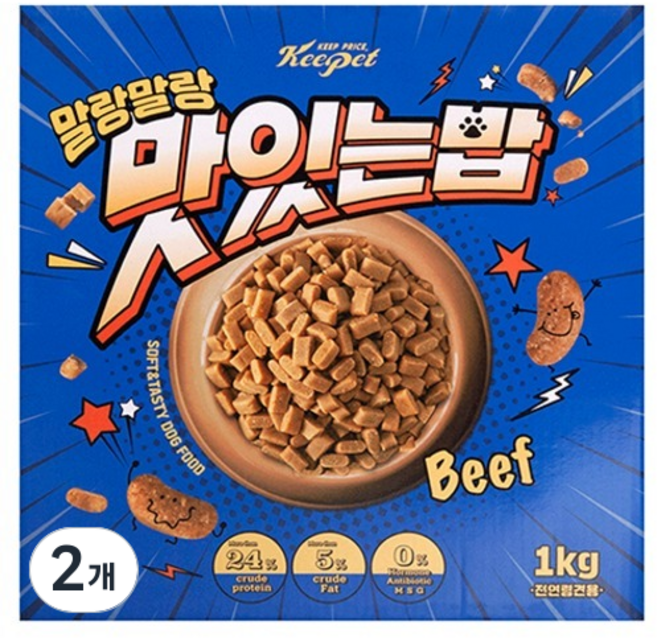 킵펫 전연령 강아지 말랑말랑 맛있는밥 소프트사료, 소고기, 1kg, 2개