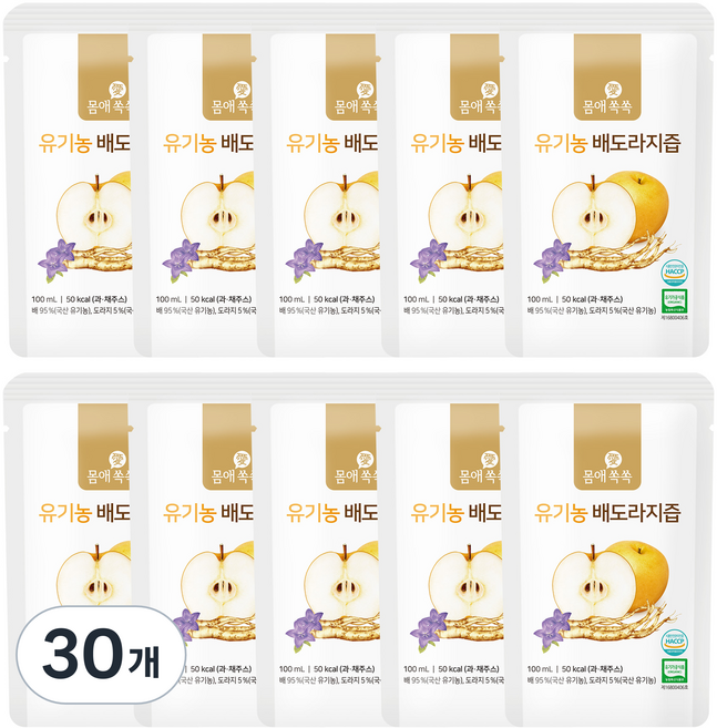 몸애쏙쏙 유기농 배도라지즙, 100ml, 30개