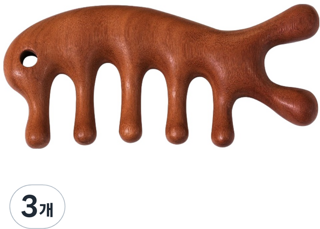 홈셀 바디 두피 경락 박달나무 원목 괄사 마사지기 B타입 11.5 x 5 cm, 3개, 혼합색상