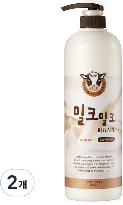 과일나라 밀크밀크 바디 샤워, 2개, 1L