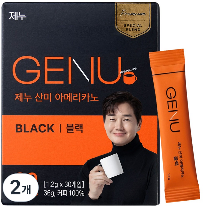 제누 산미 아메리카노 블랙 원두커피스틱, 1.2g, 30개입, 2개