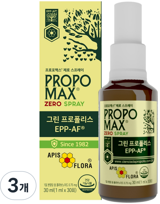 아피스플로라 그린 프로폴리스 프로포맥스 제로 스프레이, 3개, 30ml