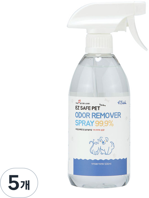 이지세이프펫 스퀘어 반려동물 탈취제 무향, 500ml, 5개