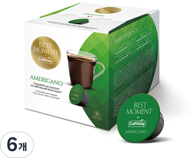 카피탈리 베스트모먼트 아메리카노 캡슐커피, 8g, 16개입, 6개
